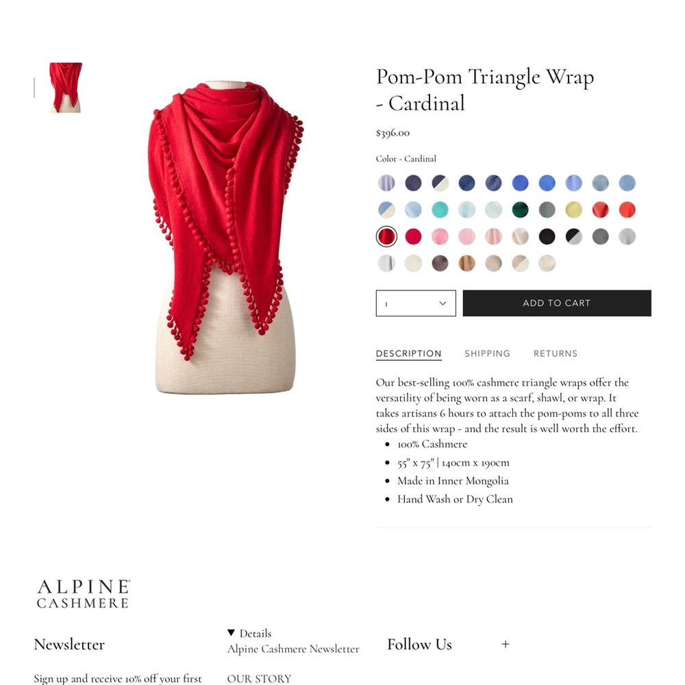 Alpine Cashmere PomPom Wrap